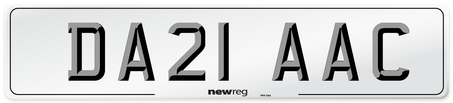 DA21 AAC Number Plate from New Reg
